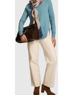 Blue Illusion Button Detail Merino Jumper - Aqua Marle