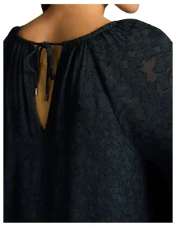 Blue Illusion Cascading Georgette Blouse - Ink