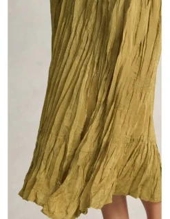 Blue Illusion Crushed Midi Skirt - Bronze