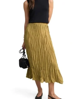 Blue Illusion Crushed Midi Skirt - Bronze