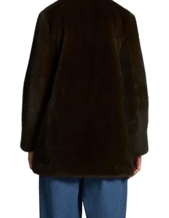 Blue Illusion Fur Jacket - Deep Brown