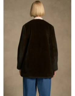 Blue Illusion Fur Jacket - Deep Brown