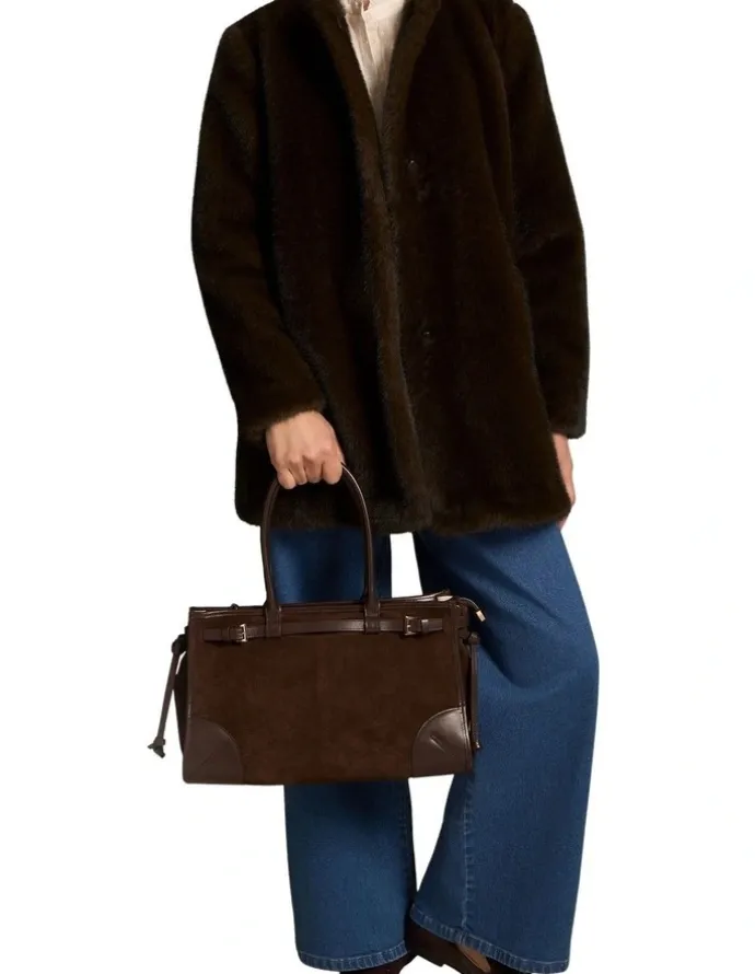 Blue Illusion Fur Jacket - Deep Brown