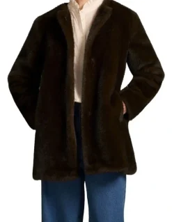 Blue Illusion Fur Jacket - Deep Brown