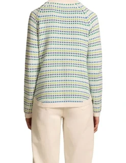 Blue Illusion Jacquard Cotton Jumper - Multi-Colour Dot