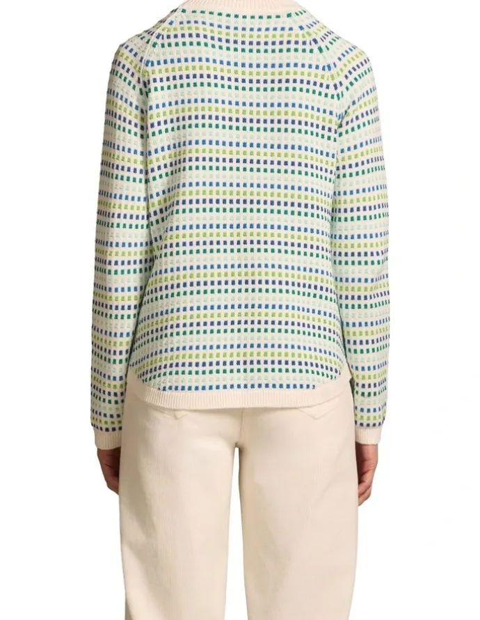 Blue Illusion Jacquard Cotton Jumper - Multi-Colour Dot
