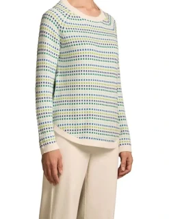 Blue Illusion Jacquard Cotton Jumper - Multi-Colour Dot