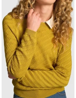 Blue Illusion Merino Textured Long Sleeve Knit - Mustard