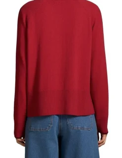 Blue Illusion Merino Wool Jumper - Crimson