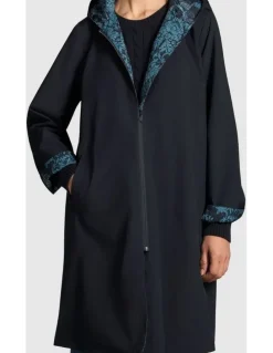 Blue Illusion Printed Reversible Raincoat - Ink Baroque Print