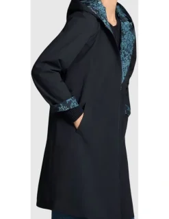 Blue Illusion Printed Reversible Raincoat - Ink Baroque Print