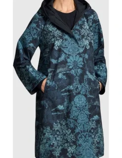 Blue Illusion Printed Reversible Raincoat - Ink Baroque Print