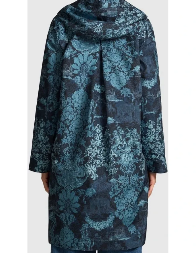 Blue Illusion Printed Reversible Raincoat - Ink Baroque Print