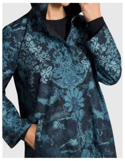 Blue Illusion Printed Reversible Raincoat - Ink Baroque Print