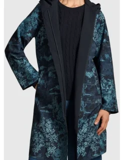 Blue Illusion Printed Reversible Raincoat - Ink Baroque Print