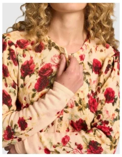 Blue Illusion Printed Wool Cardigan - Sweet Blossoms Print