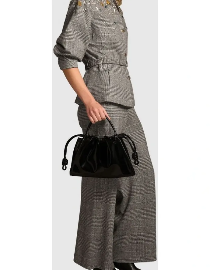 Blue Illusion Sculpted Beaded Check Jacket - Glen Check
