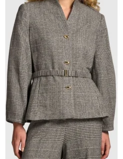 Blue Illusion Sculpted Check Jacket - Glen Check