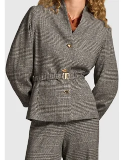 Blue Illusion Sculpted Check Jacket - Glen Check