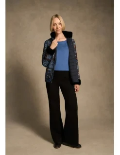 Blue Illusion Shirred Cuff Merino Top - Bluebell Marle