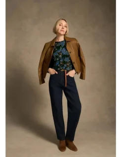 Blue Illusion Soft Frill Detail Top - Indigo Chintz Print
