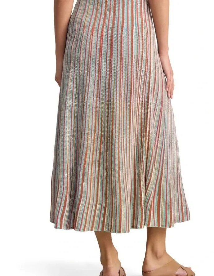 Blue Illusion Stripe Knit Skirt - Multi Stripe