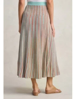 Blue Illusion Stripe Knit Skirt - Multi Stripe