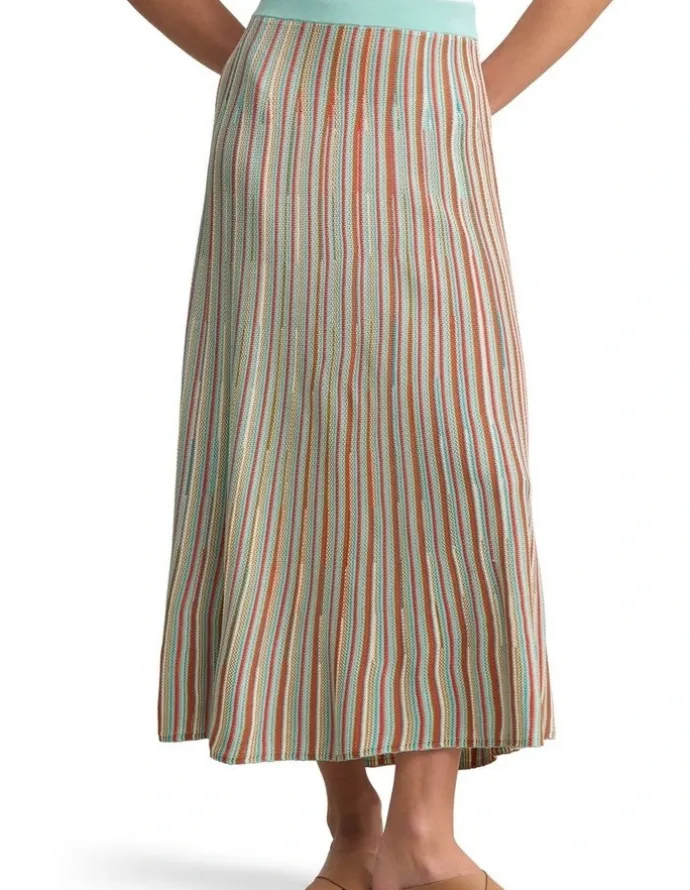 Blue Illusion Stripe Knit Skirt - Multi Stripe