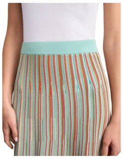 Blue Illusion Stripe Knit Skirt - Multi Stripe