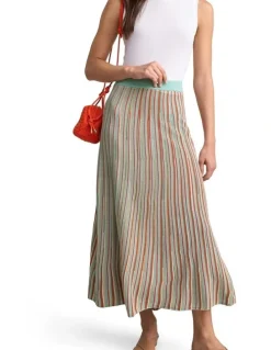 Blue Illusion Stripe Knit Skirt - Multi Stripe