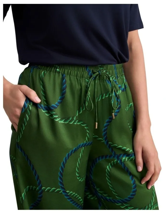 Blue Illusion Viscose Pull On Print Pant - Rope Print