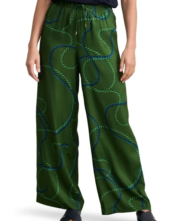 Blue Illusion Viscose Pull On Print Pant - Rope Print