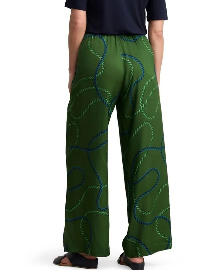 Blue Illusion Viscose Pull On Print Pant - Rope Print