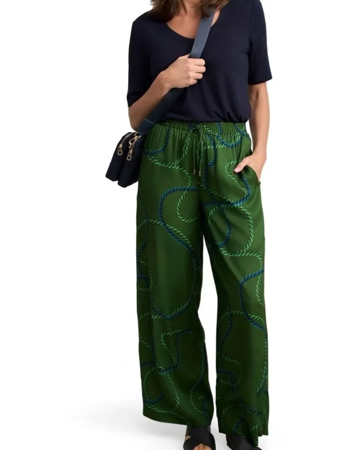 Blue Illusion Viscose Pull On Print Pant - Rope Print