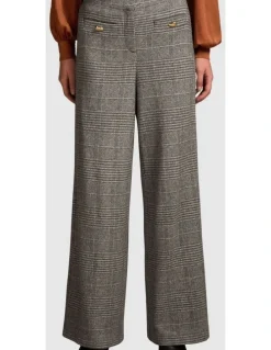 Blue Illusion Wide Leg Check Pant - Glen Check