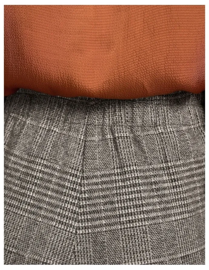 Blue Illusion Wide Leg Check Pant - Glen Check