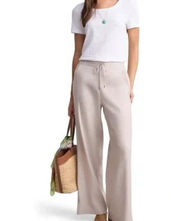 Blue Illusion Wide Leg Full Length Pant - Bone