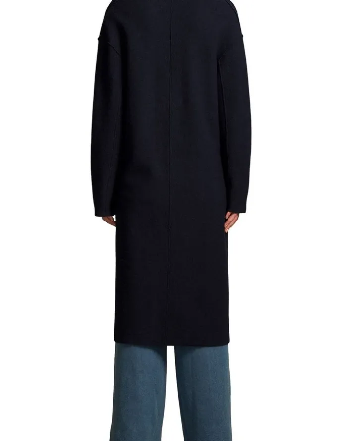Blue Illusion Wool Coat - Indigo
