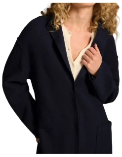 Blue Illusion Wool Coat - Indigo