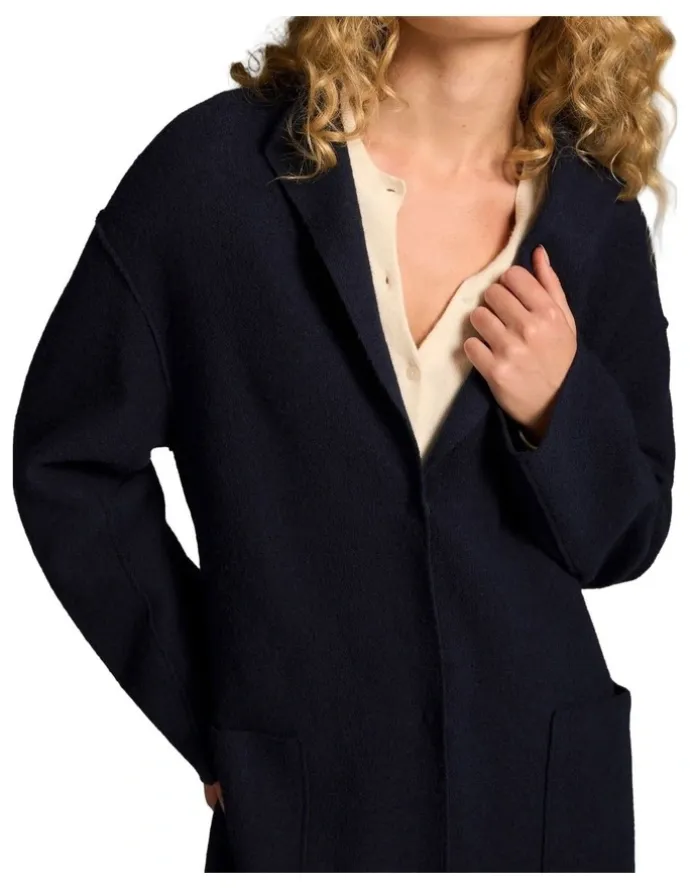 Blue Illusion Wool Coat - Indigo