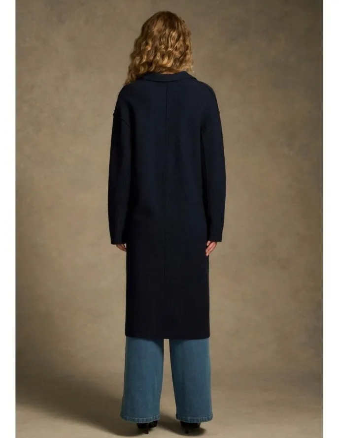 Blue Illusion Wool Coat - Indigo