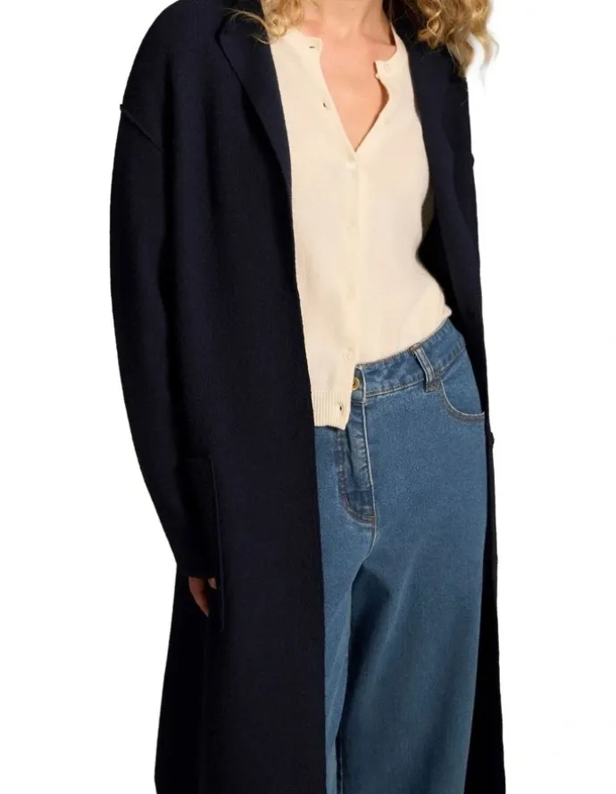 Blue Illusion Wool Coat - Indigo