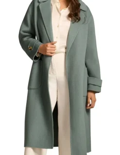 Blue Illusion Wool Coat - Steel Blue