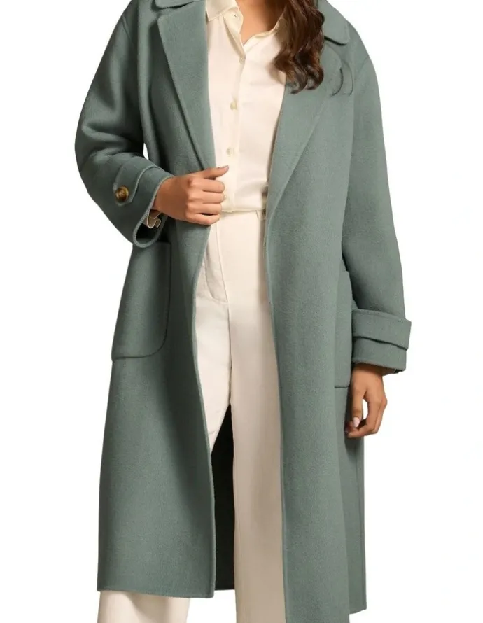 Blue Illusion Wool Coat - Steel Blue