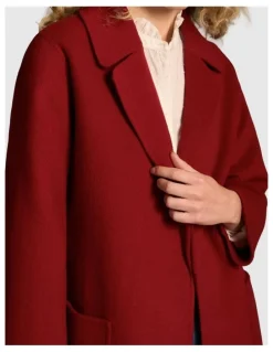 Blue Illusion Wool Jacket - Crimson