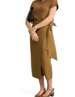 Blue Illusion Wrap Skirt - Tobacco