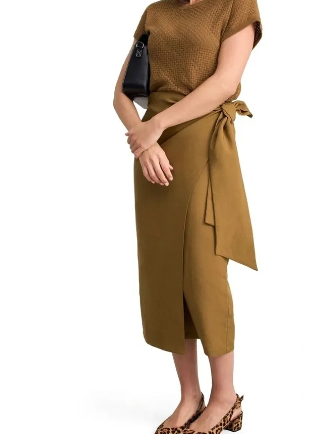 Blue Illusion Wrap Skirt - Tobacco