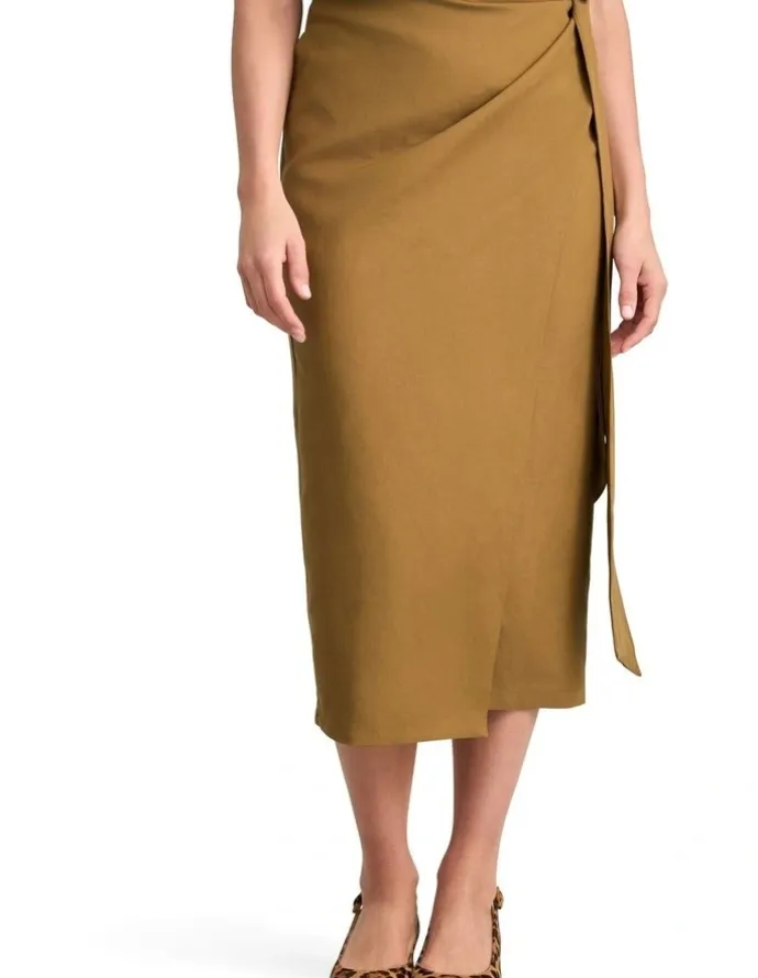 Blue Illusion Wrap Skirt - Tobacco