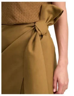 Blue Illusion Wrap Skirt - Tobacco