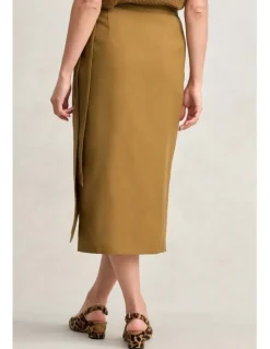 Blue Illusion Wrap Skirt - Tobacco
